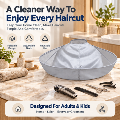 ✨ Portable Waterproof Hair Cutting Cape – Reusable Hair Catcher Bib for Easy Home Haircuts