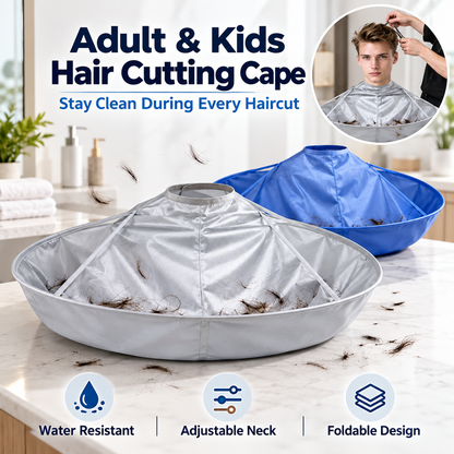 ✨ Portable Waterproof Hair Cutting Cape – Reusable Hair Catcher Bib for Easy Home Haircuts