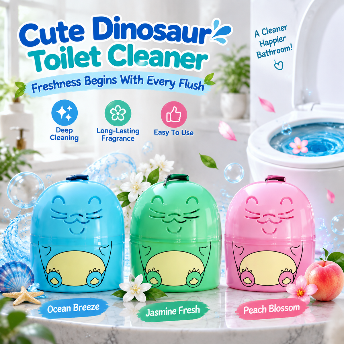 ✨ 3-Color Toilet Bowl Cleaner Set | 9 Months Powerful Cleaning, Fresh Scent Bathroom Cleaner Set
