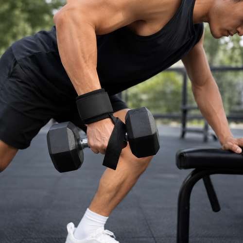 Heavy-Duty D-Ring Lifting Straps with Padded Wrist Support
