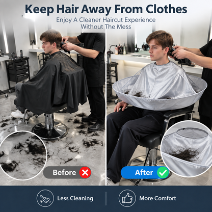 ✨ Portable Waterproof Hair Cutting Cape – Reusable Hair Catcher Bib for Easy Home Haircuts