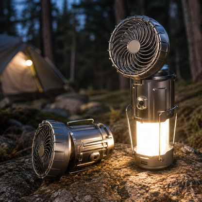 2-in-1 Portable Camping Fan & LED Lantern