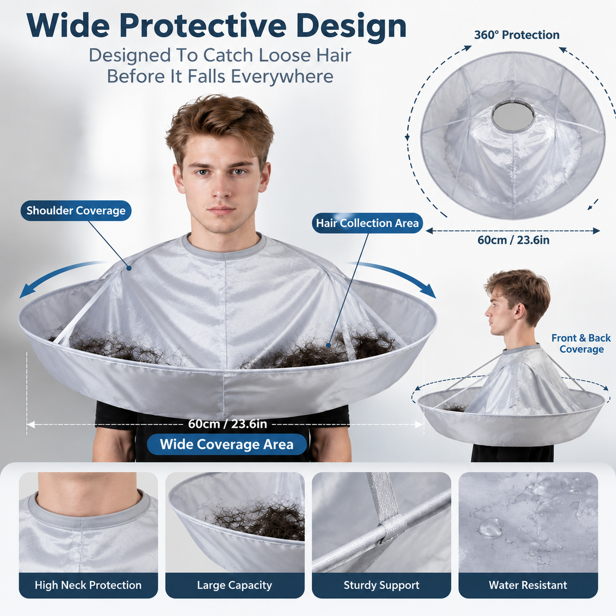 ✨ Portable Waterproof Hair Cutting Cape – Reusable Hair Catcher Bib for Easy Home Haircuts