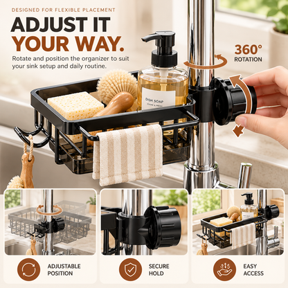 ✅ Over Faucet Sink Organizer Rack with Drain Tray – Stainless Steel Sponge Holder for Kitchen Sink