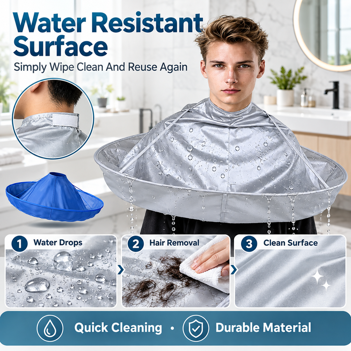 ✨ Portable Waterproof Hair Cutting Cape – Reusable Hair Catcher Bib for Easy Home Haircuts