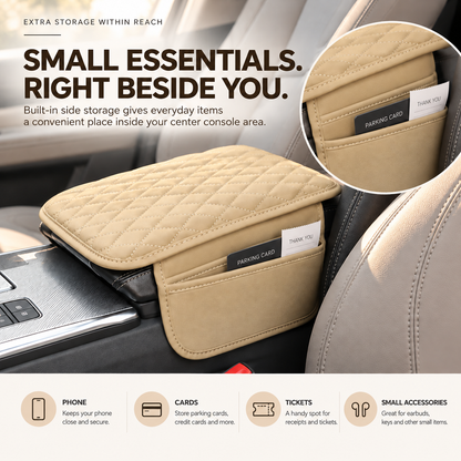 🎁 Car Armrest Cushion with Storage Bag – Universal Center Console Organizer for Comfortable Driving