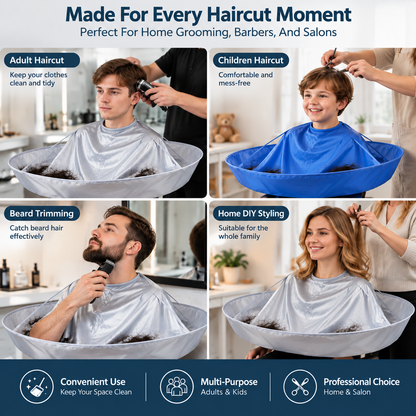 ✨ Portable Waterproof Hair Cutting Cape – Reusable Hair Catcher Bib for Easy Home Haircuts