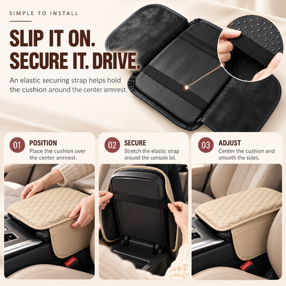 🎁 Car Armrest Cushion with Storage Bag – Universal Center Console Organizer for Comfortable Driving