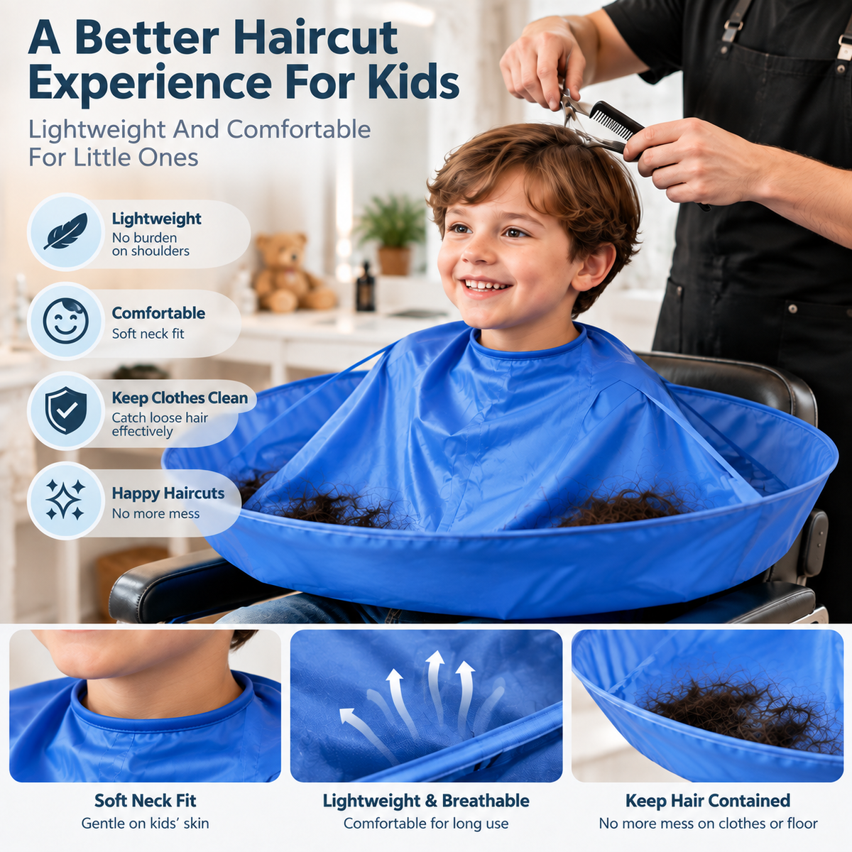 ✨ Portable Waterproof Hair Cutting Cape – Reusable Hair Catcher Bib for Easy Home Haircuts