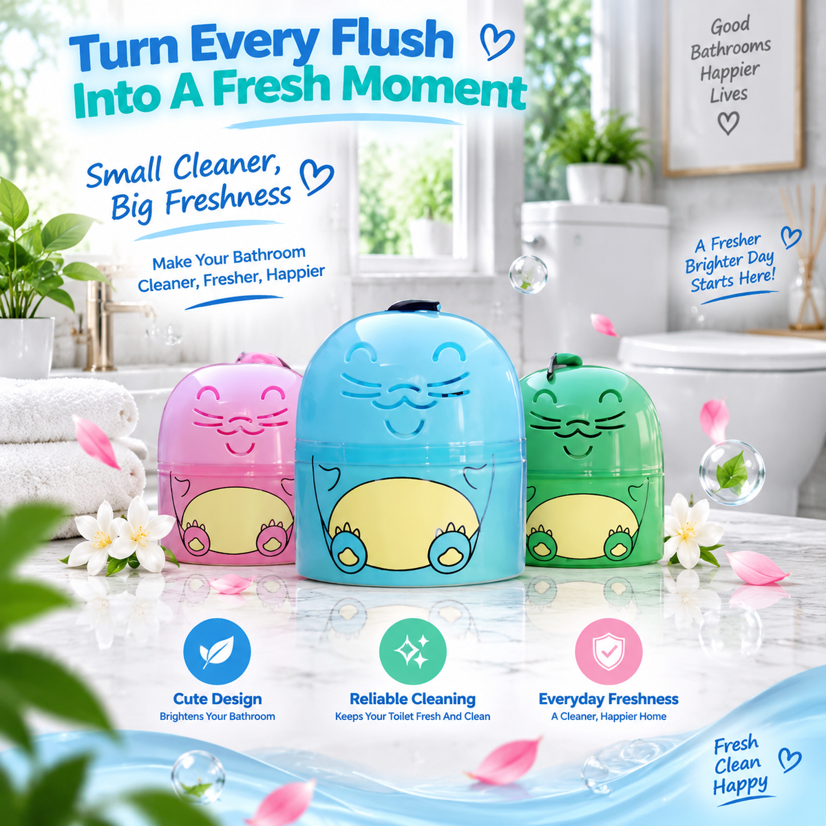 ✨ 3-Color Toilet Bowl Cleaner Set | 9 Months Powerful Cleaning, Fresh Scent Bathroom Cleaner Set