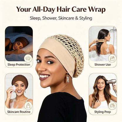✨𝐎𝐟𝐟𝐢𝐜𝐢𝐚𝐥 𝐒𝐭𝐨𝐫𝐞 | 3-Piece Stretchy Wide-Edge Sleeping Cap Set, Soft Protection Bonnet for Nighttime Hair Care & Beauty💤