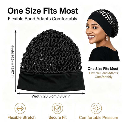 ✨𝐎𝐟𝐟𝐢𝐜𝐢𝐚𝐥 𝐒𝐭𝐨𝐫𝐞 | 3-Piece Stretchy Wide-Edge Sleeping Cap Set, Soft Protection Bonnet for Nighttime Hair Care & Beauty💤
