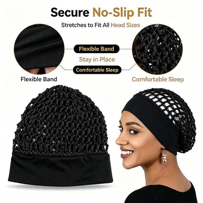 ✨𝐎𝐟𝐟𝐢𝐜𝐢𝐚𝐥 𝐒𝐭𝐨𝐫𝐞 | 3-Piece Stretchy Wide-Edge Sleeping Cap Set, Soft Protection Bonnet for Nighttime Hair Care & Beauty💤