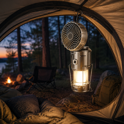 2-in-1 Portable Camping Fan & LED Lantern